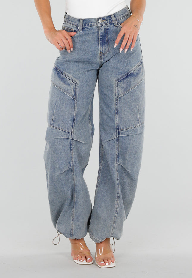 OP=OP.33.NL Lichtblauwe Balloon Jeans met Trekkoord