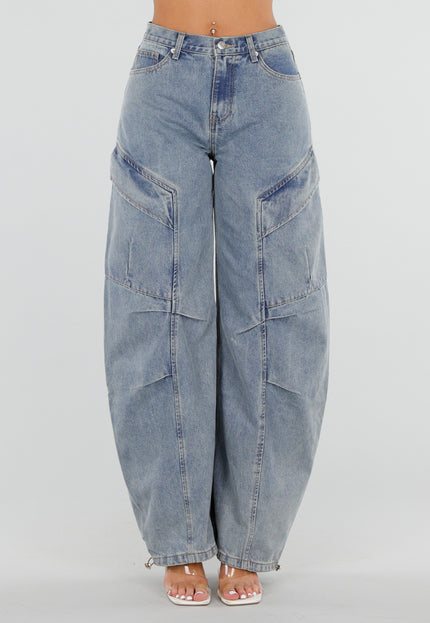 OP=OP.33.NL Lichtblauwe Balloon Jeans met Trekkoord