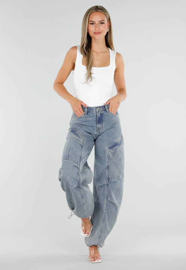 OP=OP.33.NL Lichtblauwe Balloon Jeans met Trekkoord