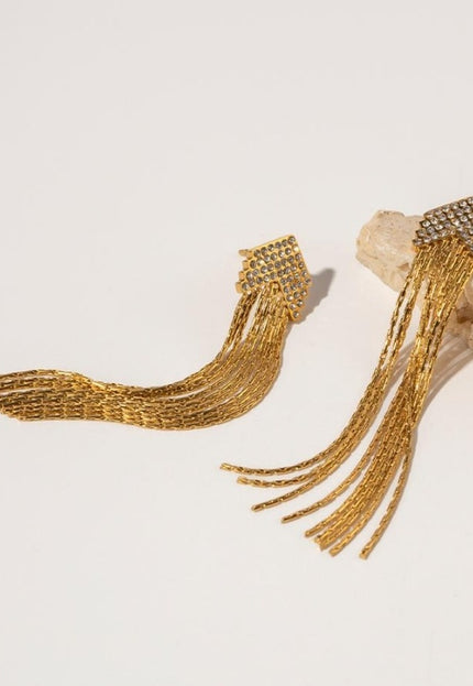 OP=OP.33.NL Stainless Statement Fringe Oorbellen