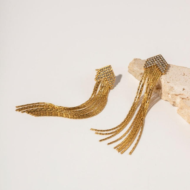 OP=OP.33.NL Stainless Statement Fringe Oorbellen