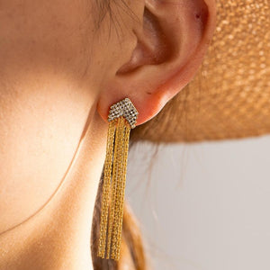 OP=OP.33.NL Stainless Statement Fringe Oorbellen