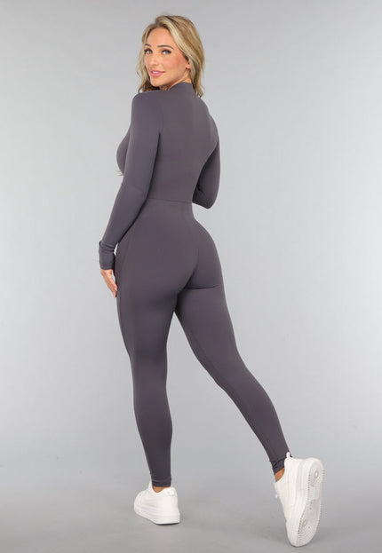 OP=OP.36.NL Antraciet Sportief Jumpsuit met Rits