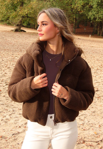 OP=OP.36.NL Bruine Teddy Puffer Jas