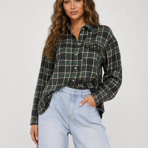 OP=OP.36.NL Donkergroene Geruite Blouse