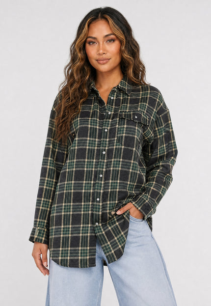OP=OP.36.NL Donkergroene Geruite Blouse