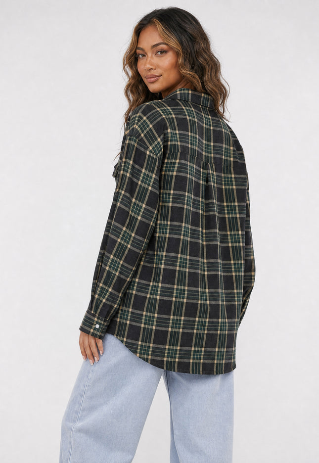 OP=OP.36.NL Donkergroene Geruite Blouse
