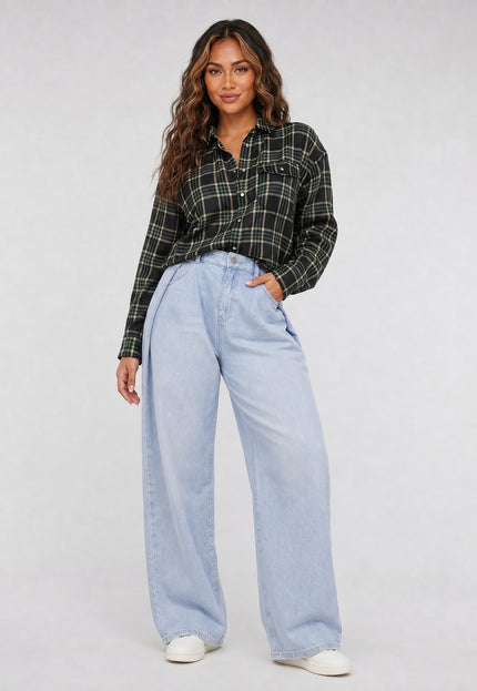 OP=OP.36.NL Donkergroene Geruite Blouse