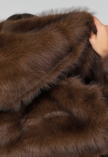 OP=OP.36.NL Faux Fur Jas Bruin Kort