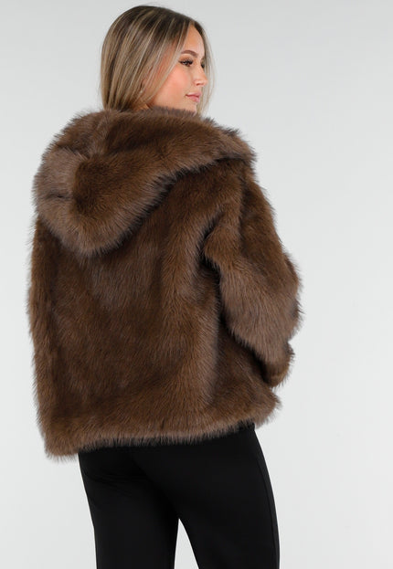 OP=OP.36.NL Faux Fur Jas Bruin Kort