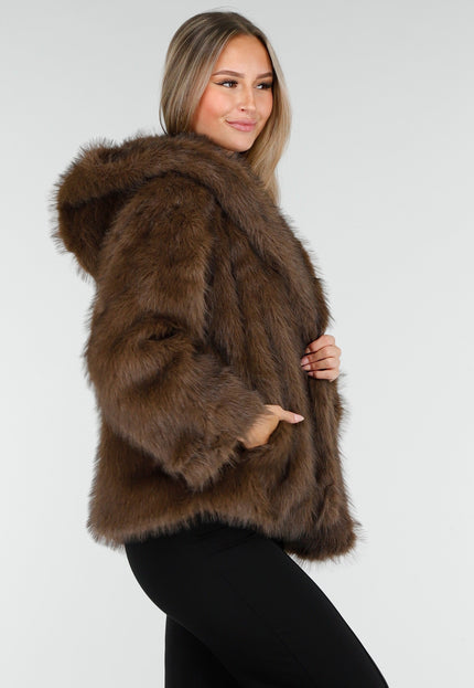 OP=OP.36.NL Faux Fur Jas Bruin Kort