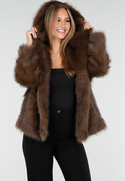 OP=OP.36.NL Faux Fur Jas Bruin Kort