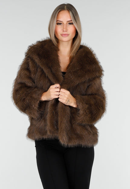 OP=OP.36.NL Faux Fur Jas Bruin Kort