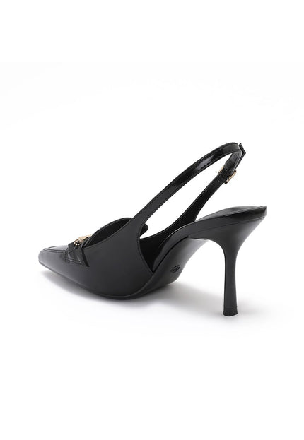 OP=OP.36.NL Zwarte Slingback Pumps met Horsebit