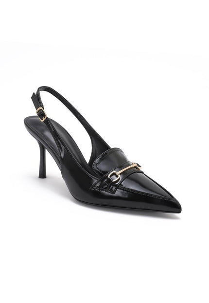 OP=OP.36.NL Zwarte Slingback Pumps met Horsebit