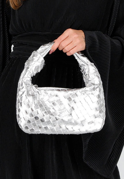 OP=OP.37.NL Metallic  Gevlochten Handtas