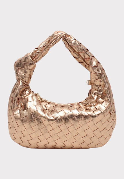 OP=OP.37.NL Metallic  Gevlochten Handtas