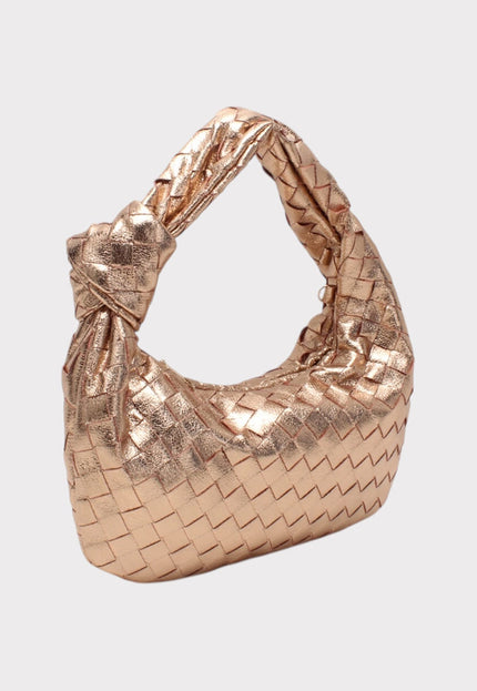 OP=OP.37.NL Metallic  Gevlochten Handtas