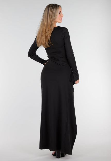 OP=OP.37.NL Zwarte Maxi Jurk met Split