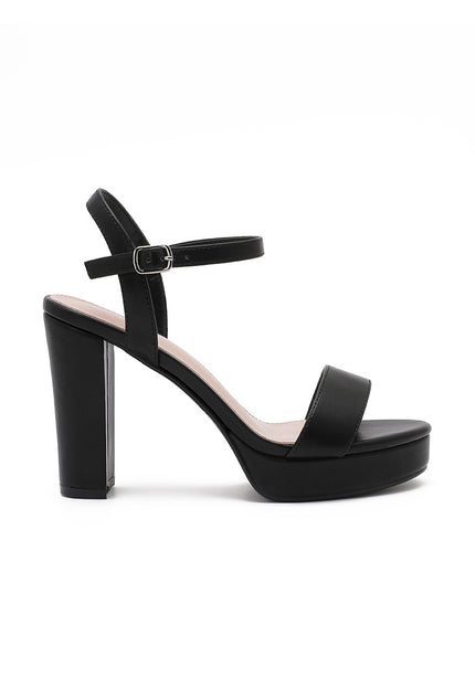OP=OP.37.NL Zwarte Plateau Sandaletten met Blokhak