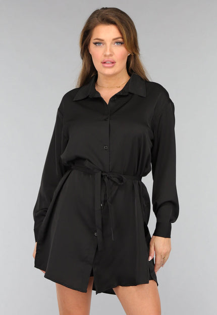 OP=OP.37.S Zwarte Blouse Jurk met Broekje