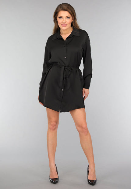OP=OP.37.S Zwarte Blouse Jurk met Broekje