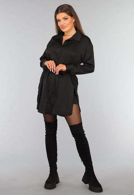 OP=OP.37.S Zwarte Blouse Jurk met Broekje