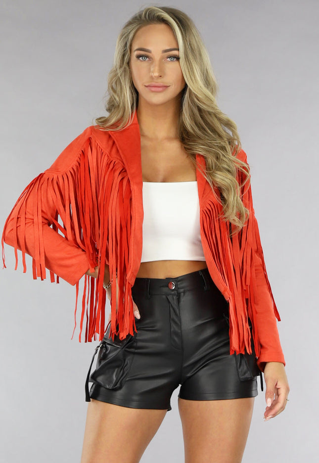 OP=OP.38.NL Oranje Suèdelook Fringe Jasje