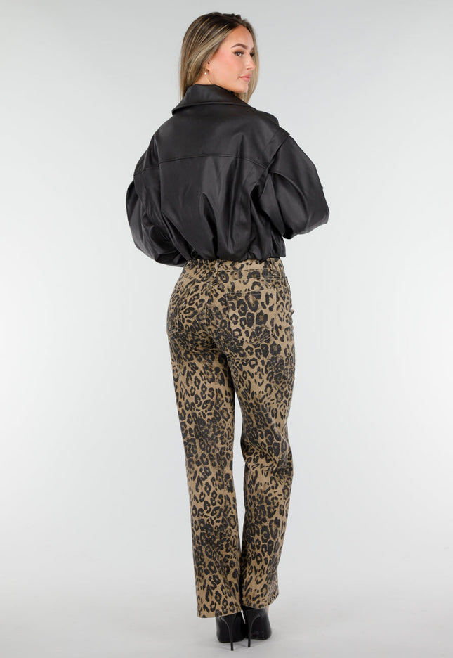 OP=OP.39.NL Zwarte Faux Leer Cropped Jas