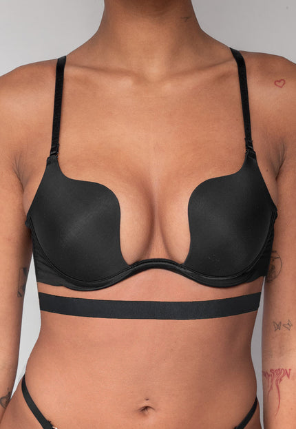 OP=OP.39.S Zwarte Push Up BH met Lage Uitsnede