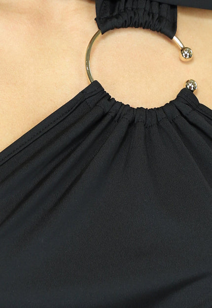 OP=OP! Asymmetrische Cut Out Jurk met Gouden Ringen