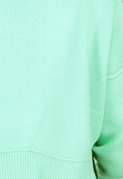 OP=OP! Gebreide Trui met Zichtbare Naden in Turquoise