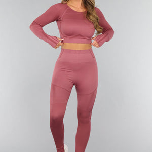 OP=OP! Oudroze Longsleeve Fitness Set met Duimgaten