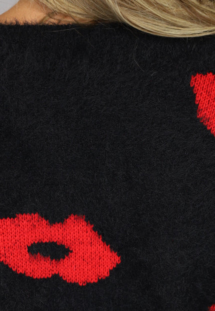 OP=OP! Zwarte Wollen Trui met Kusjes