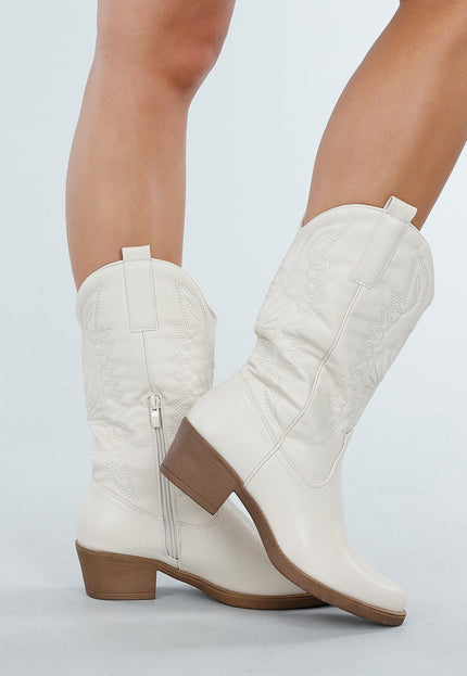OP=OP.40.NL Beige Cowboylaarzen met Rits