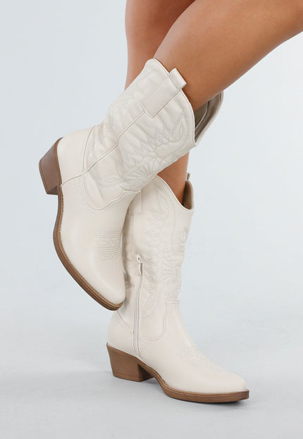 OP=OP.40.NL Beige Cowboylaarzen met Rits