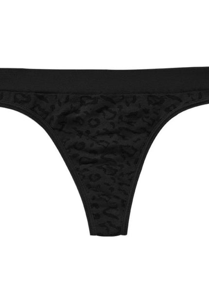 OP=OP.40.NL Stretch String met Panterprint in Zwart
