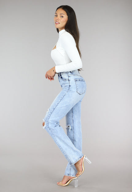 OP=OP.40.NL Witte Rib Bodysuit met Uitsnede