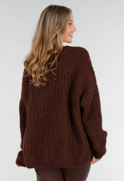 OP=OP.42.NL Bruine Gebreide Cardigan met Knopen