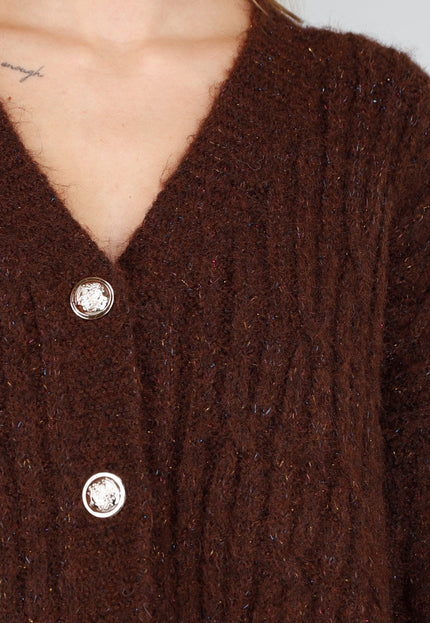 OP=OP.42.NL Bruine Gebreide Cardigan met Knopen