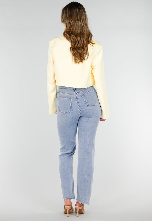 OP=OP.42.NL Lichtgele Cropped Blazer