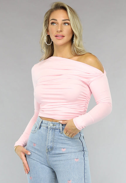 OP=OP.42.NL Lichtroze Geplooide Stretch Top