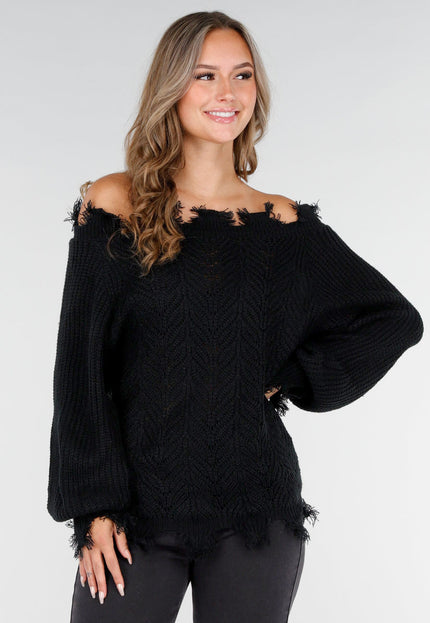 OP=OP.42.S Zwarte Off-Shoulder Trui