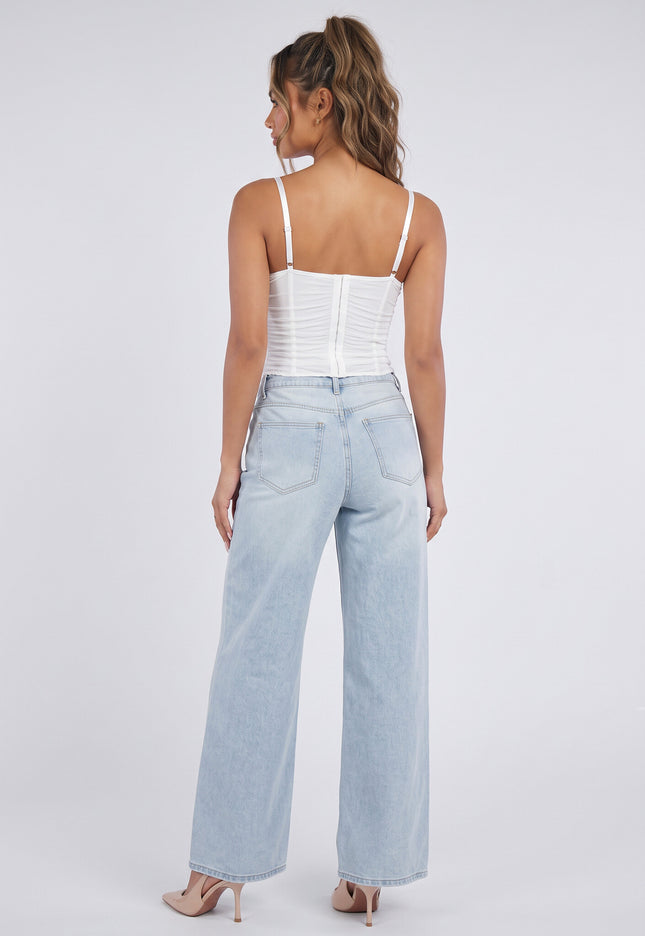 OP=OP.43.NL Witte Mesh Korset Top met Kant