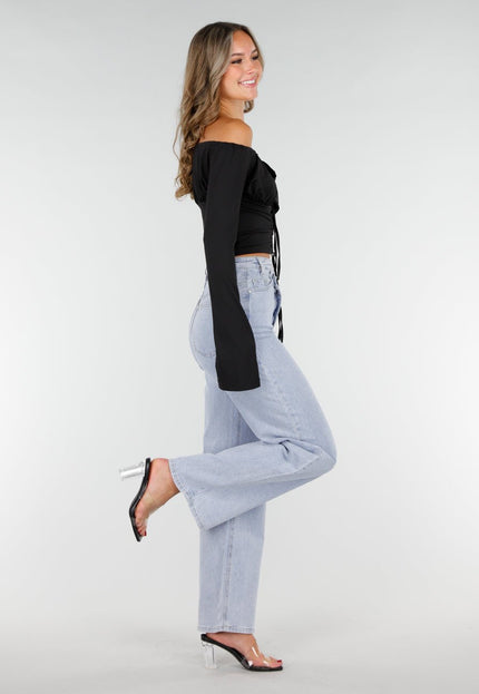 OP=OP.43.NL Zwarte Off-Shoulder Crop Top
