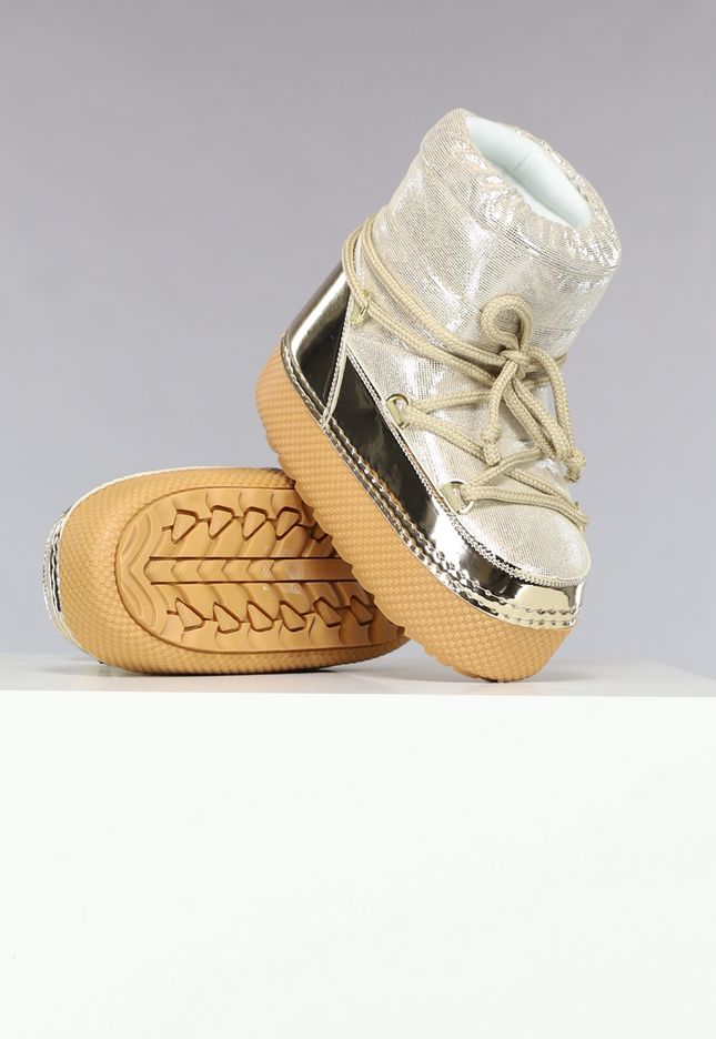 OP=OP! Sparkle Sneeuwlaarzen in Goud met Metallic Detail