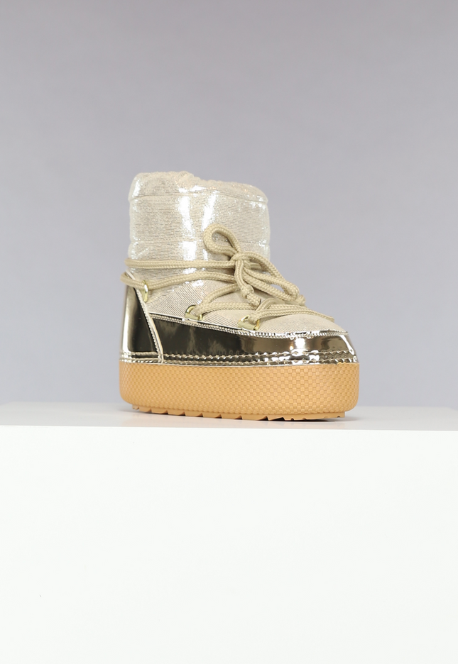 OP=OP! Sparkle Sneeuwlaarzen in Goud met Metallic Detail