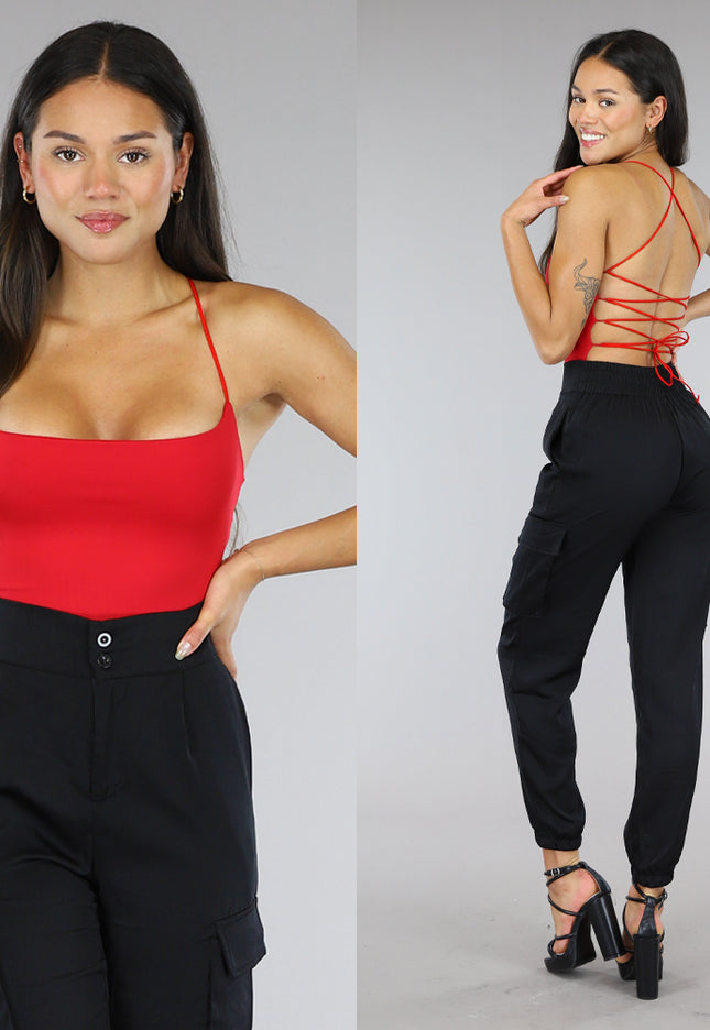 OP=OP! Strappy Bodysuit Rood