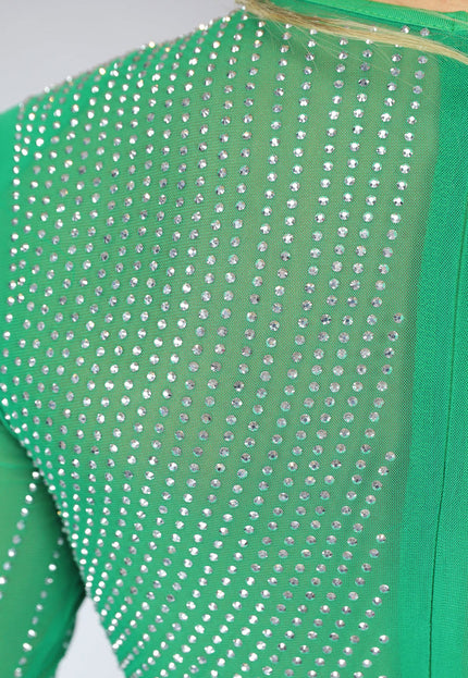 OP=OP! Groene Glitter Jurk met Uitsnede