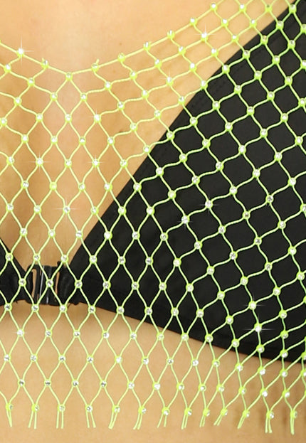 OP=OP.AV.09 Lime Fishnet Topje met Strass